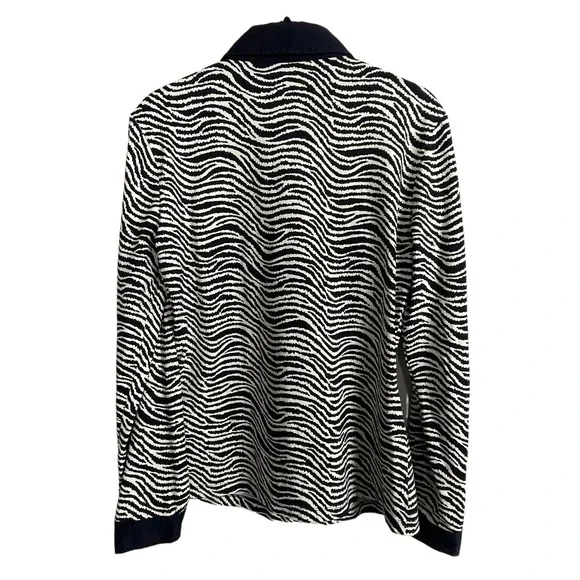 J.McLaughlin Women's S Black Ivory Collared Long Sleeve Stretch Knit Top - Picture 2 of 6